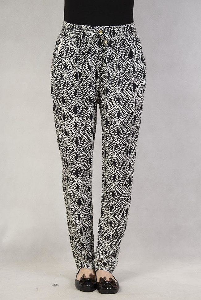 Spodnie alladynki czarne w białe wzorki