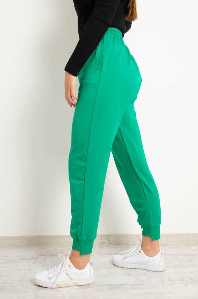 SPODNIE DRESOWE Z NASZYWKAMI NA ŚCIĄGACZACH- ZIELONE