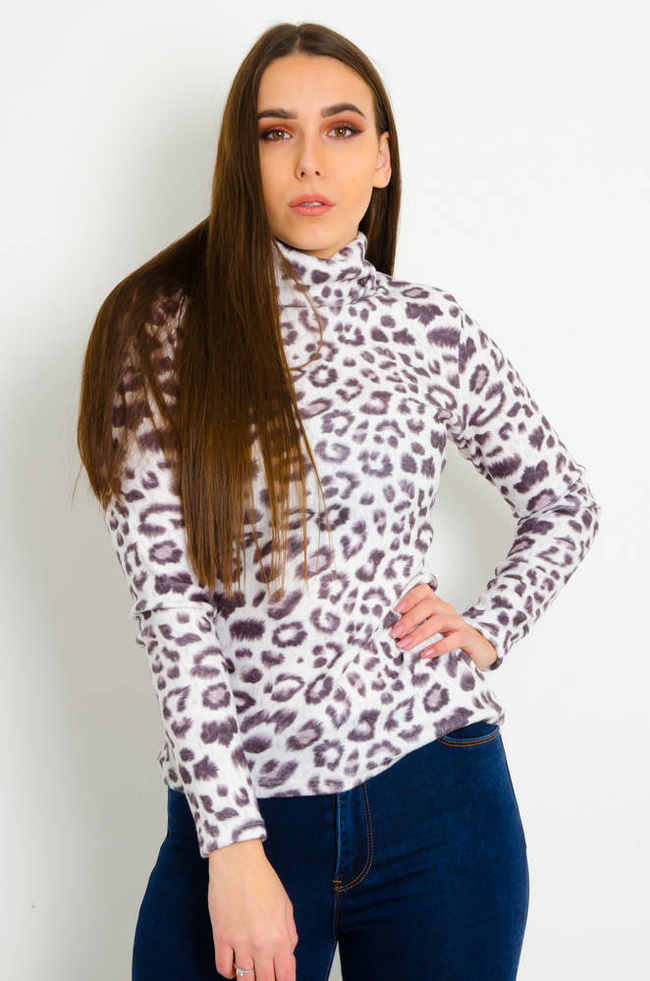 BIAŁY GOLF W PANTERKĘ