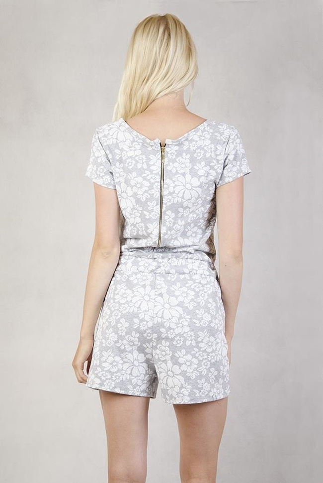 Kombinezon szary w białe kwiatki