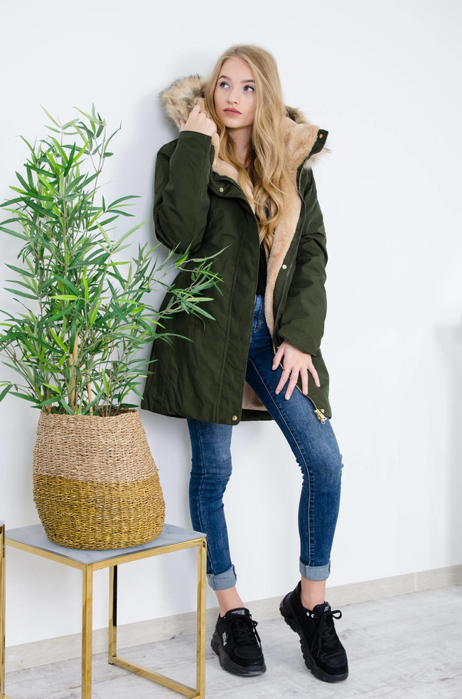 ZIELONA KURTKA ZIMOWA PARKA NA MISIU