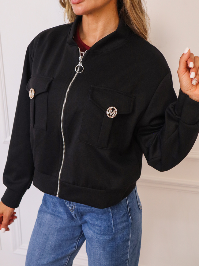 BLUZA BOMBERKA ZAPINANA NA ZAMEK- CZARNA
