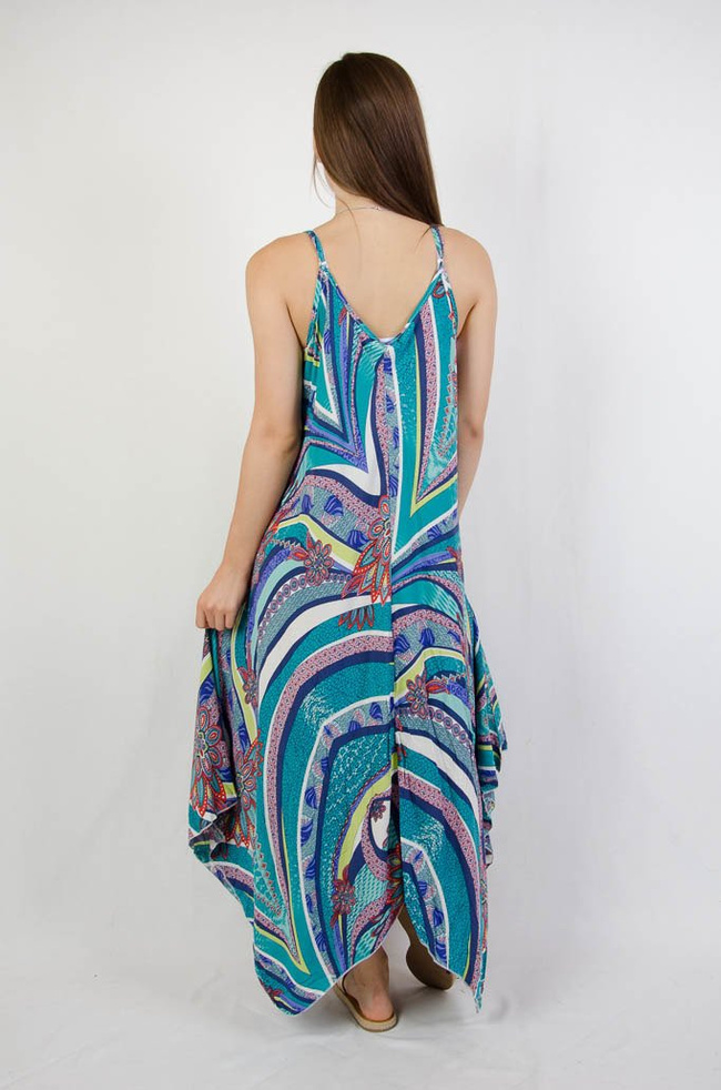 ASYMETRYCZNA SUKIENKA W KOLOROWE WZORY