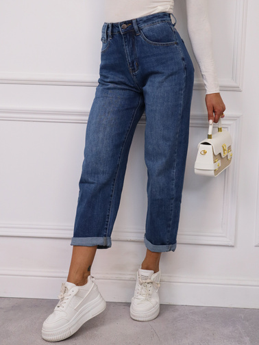 SPODNIE JEANSOWE MOM FIT- NIEBIESKIE