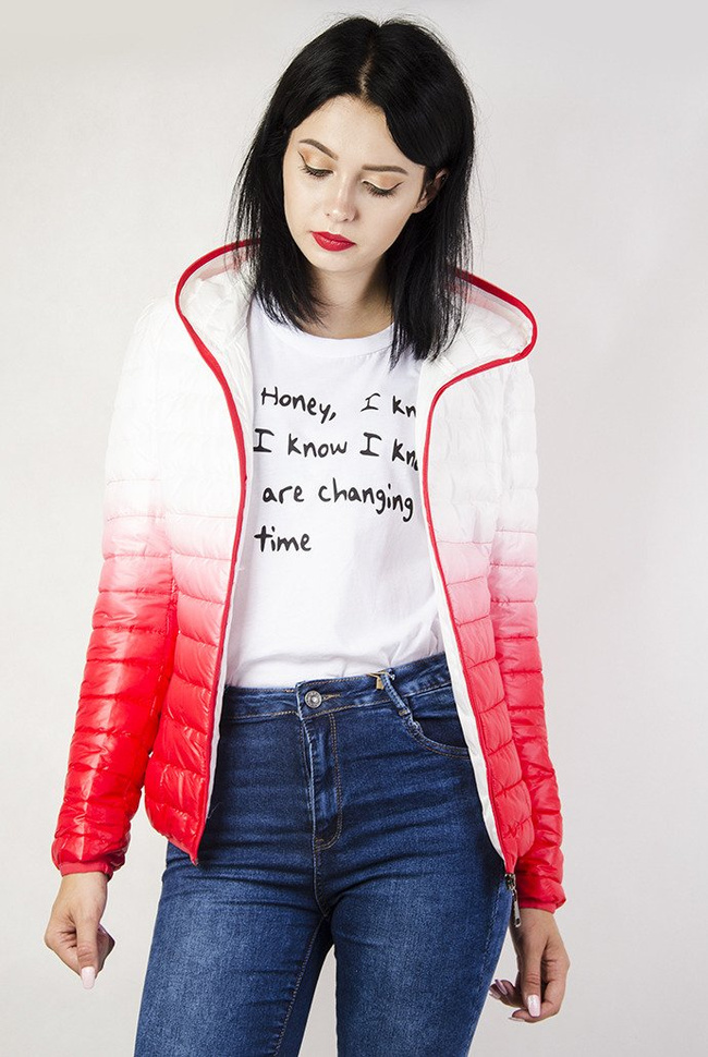 Kurtka pikowana biało-czerwona