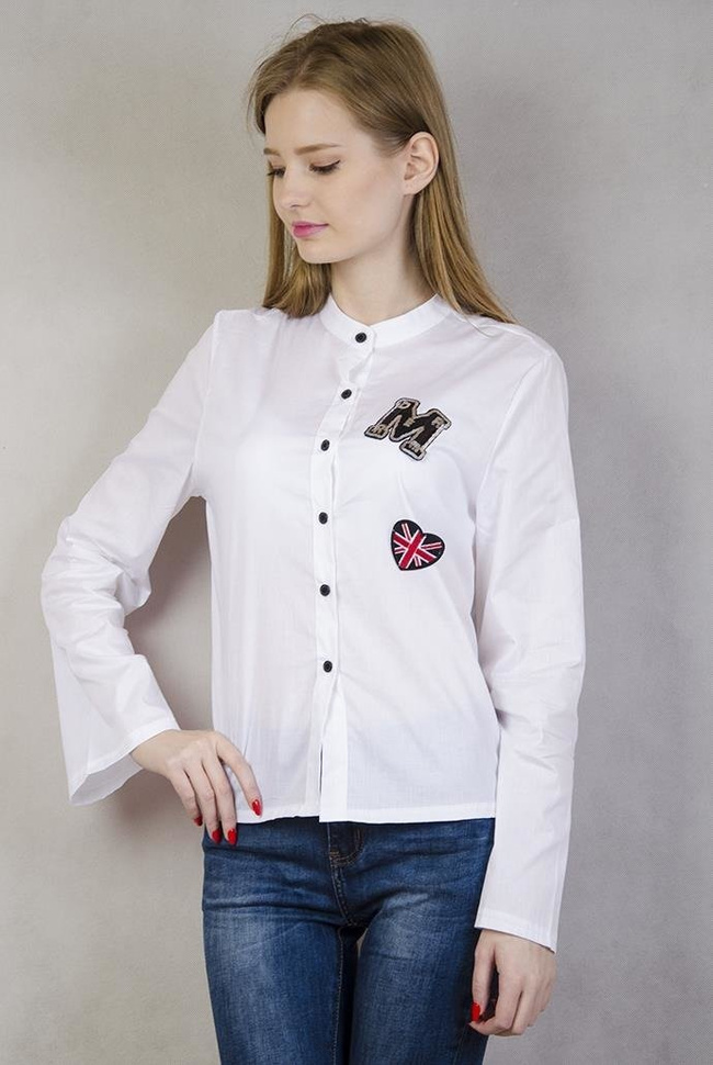 Koszula z naszywkami i rozszerzanym rękawem