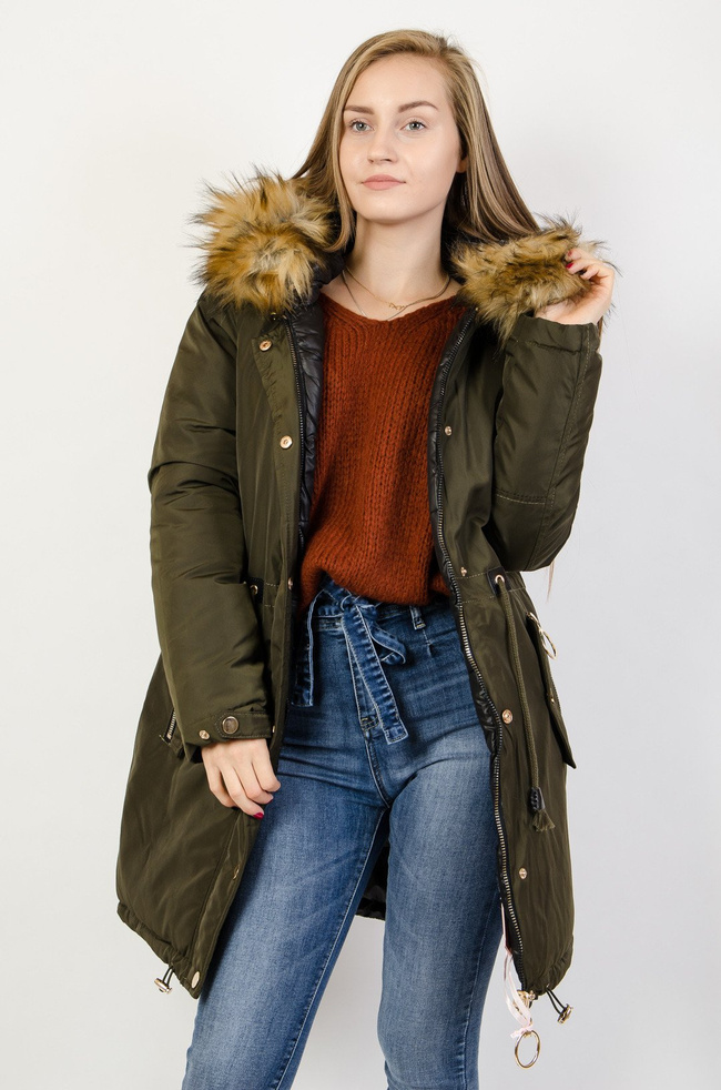 Zielono-czarna dwustronna kurtka