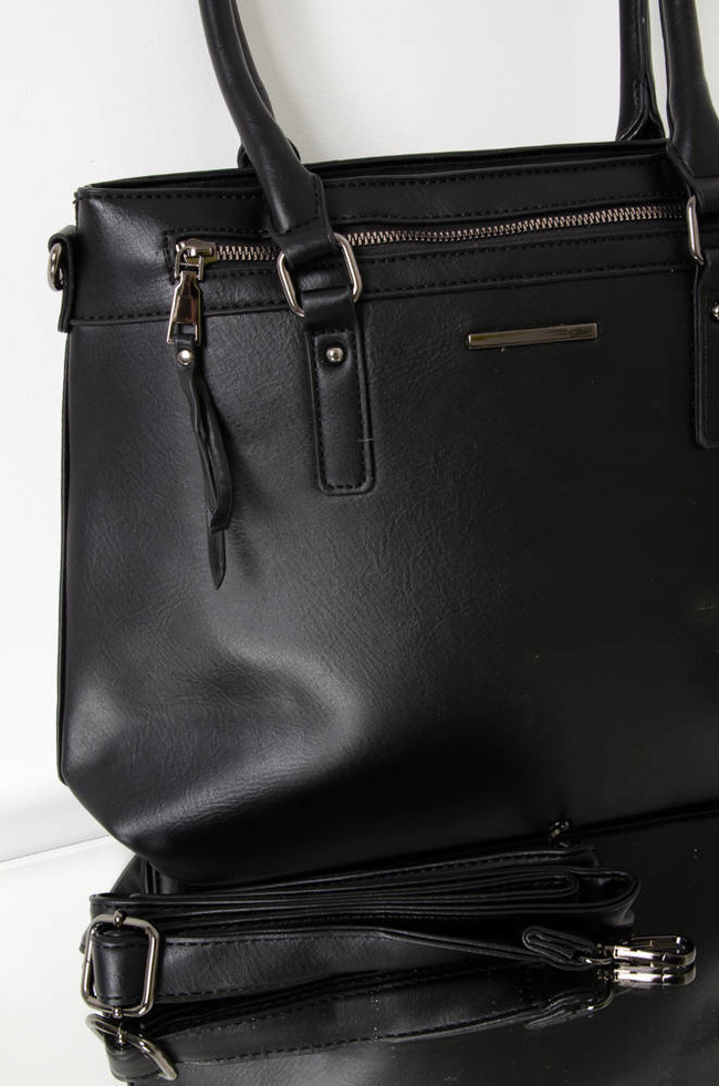 CZARNA TOREBKA Z IMITACJI SKÓRY TYPU SHOPPER
