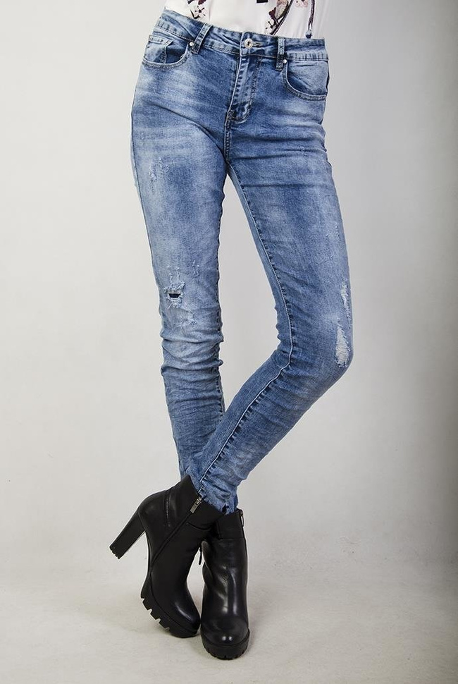 (DUŻE ROZMIARY) Spodnie jeansowe delikatnie cieniowane