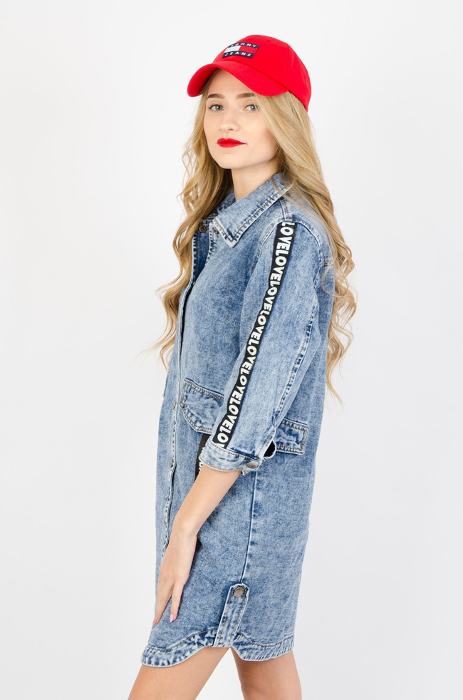 DEKATYZOWANA SUKIENKA JEANSOWA 
