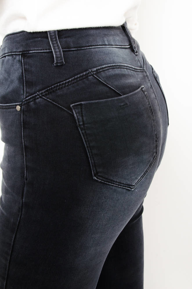 CIEMNO-SZARE JEANSOWE SPODNIE TYPU PUSH UP