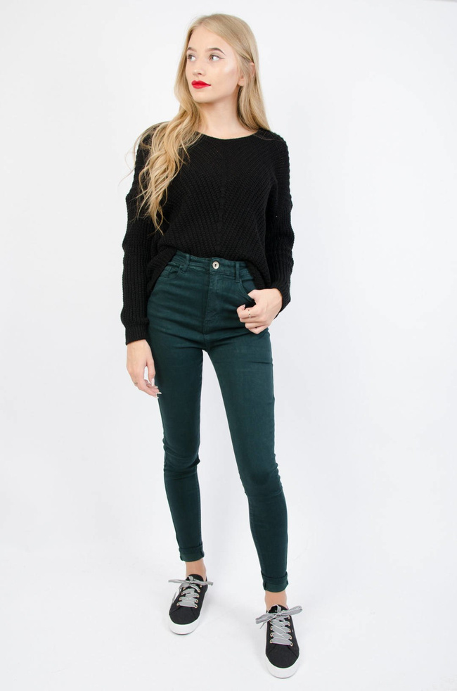 Zielone dopasowane spodnie z wysokim stanem