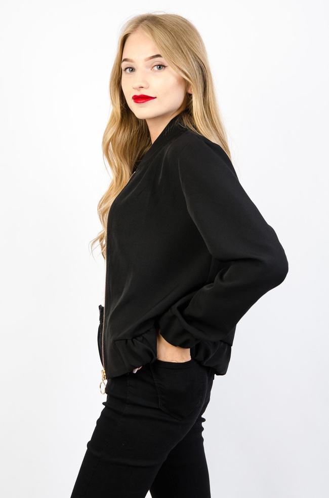 CZARNA BLUZA BOMBERKA ZE ZŁOTYM ZAMKIEM