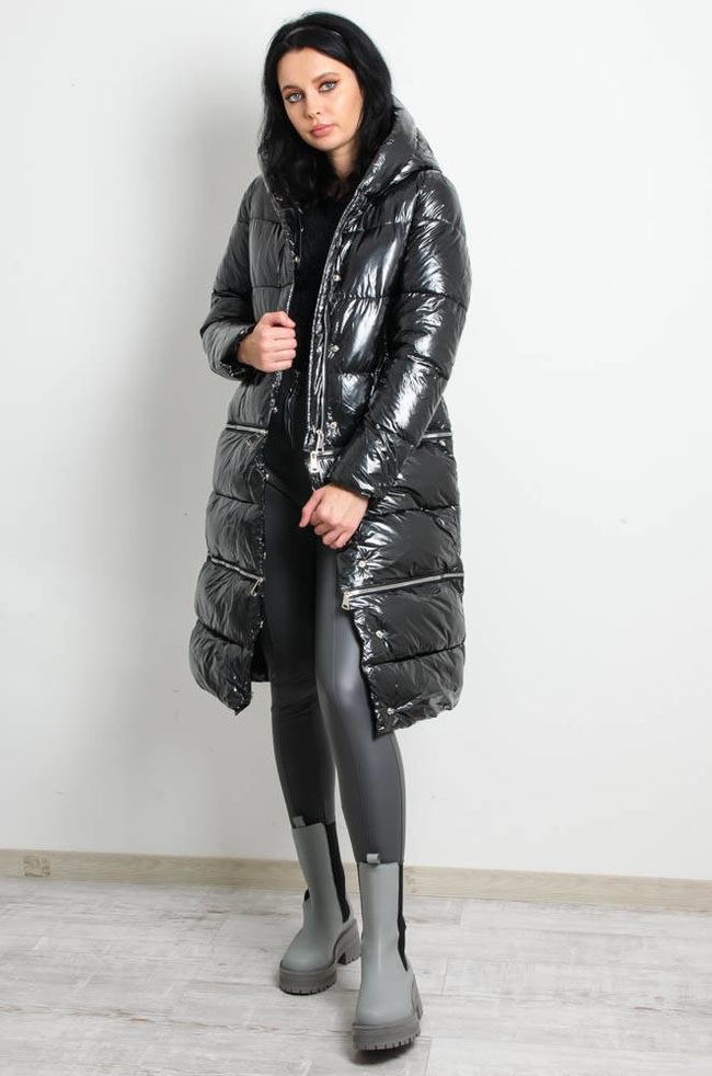 CZARNA KURTKA WINYLOWA 3W1