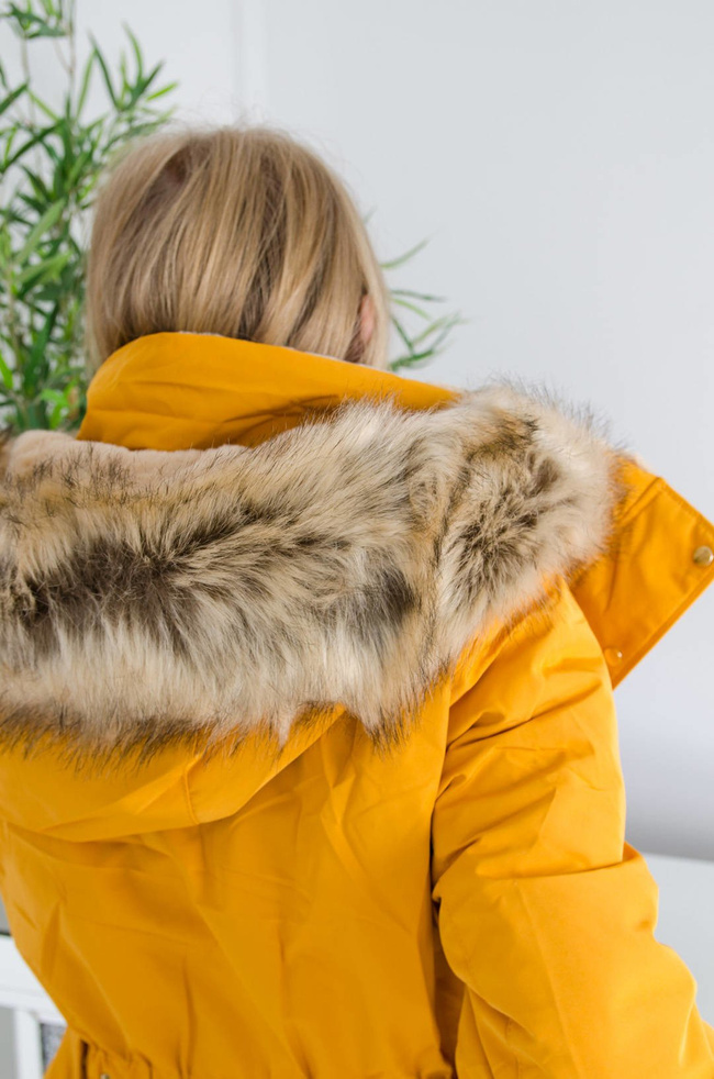 MUSZTARDOWA KURTKA ZIMOWA PARKA NA MISIU 