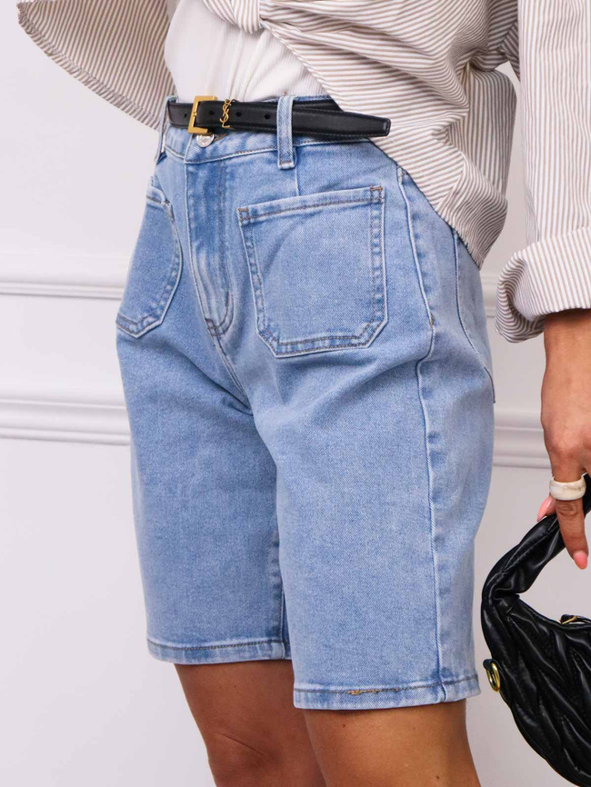 SZORTY JEANSOWE BERMUDY Z KIESZENIAMI Z PRZODU