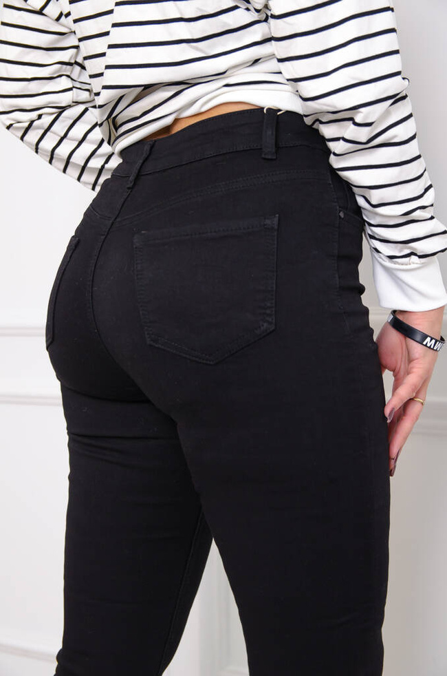 CZARNE SPODNIE SKINNY Z WYSOKIM STANEM- ROZMIARY (L-4XL)