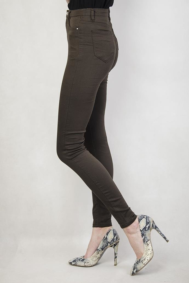 Spodnie khaki skinny z wysokim stanem