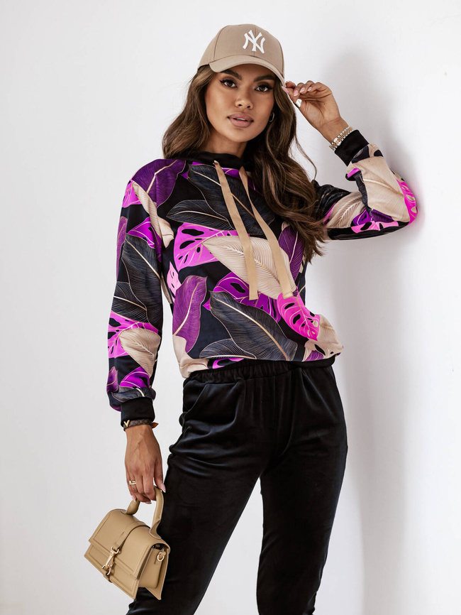 KOMPLET DRESOWY Z BLUZĄ W LIŚCIE- MORSKI 