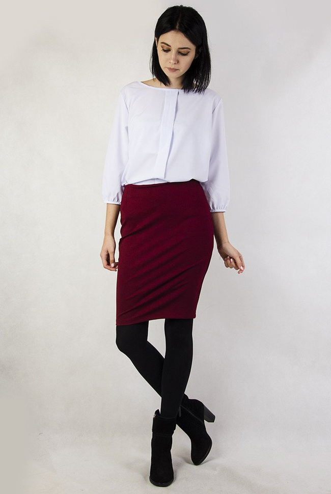 Bordowa ołówkowa spódnica