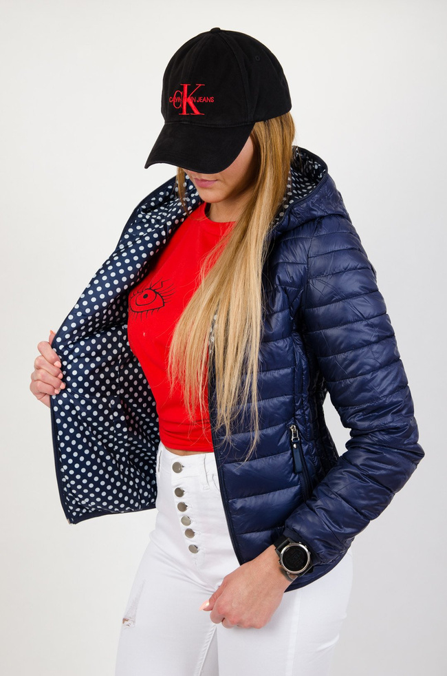 Granatowa dwustronna pikowana kurtka