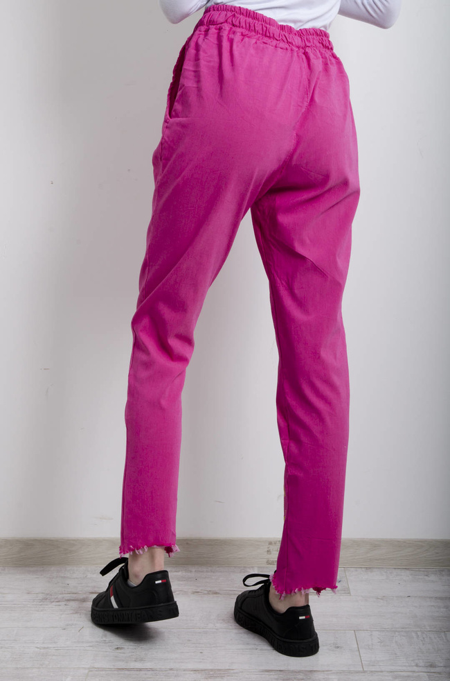 SPODNIE MATERIAŁOWE Z CEKINAMI - RÓŻOWE