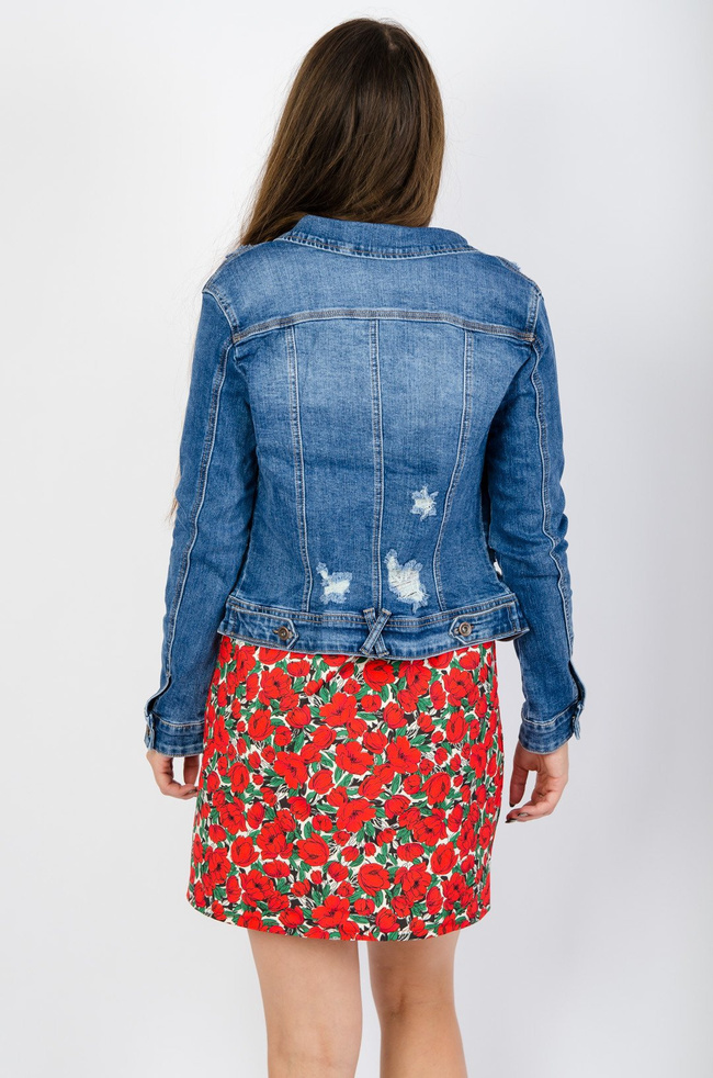 Kurtka jeansowa z przetarciami 