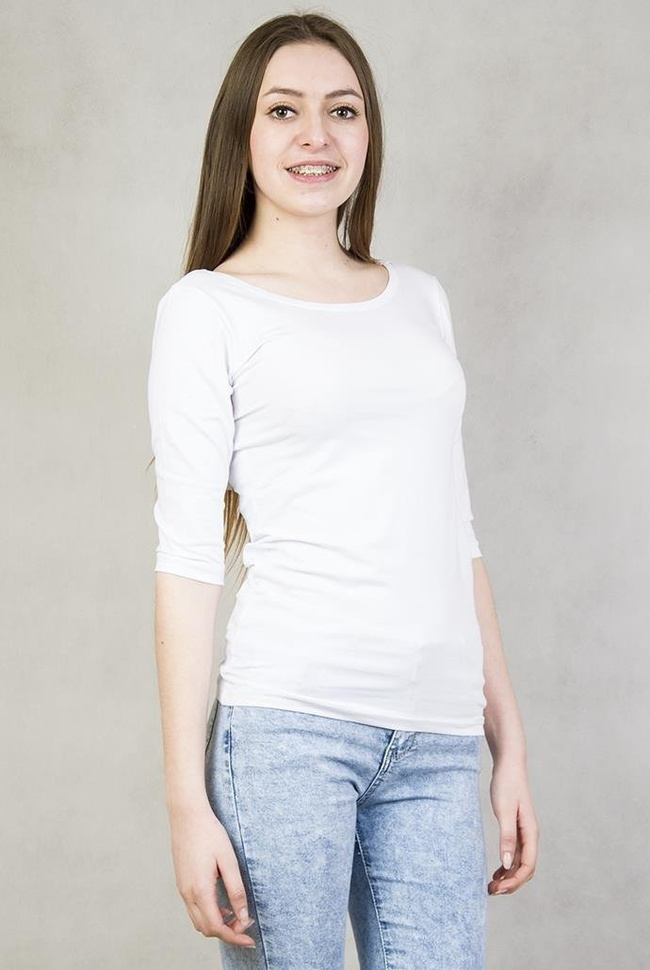 Biała bluzka dekolt w serek z wyciętym tyłem