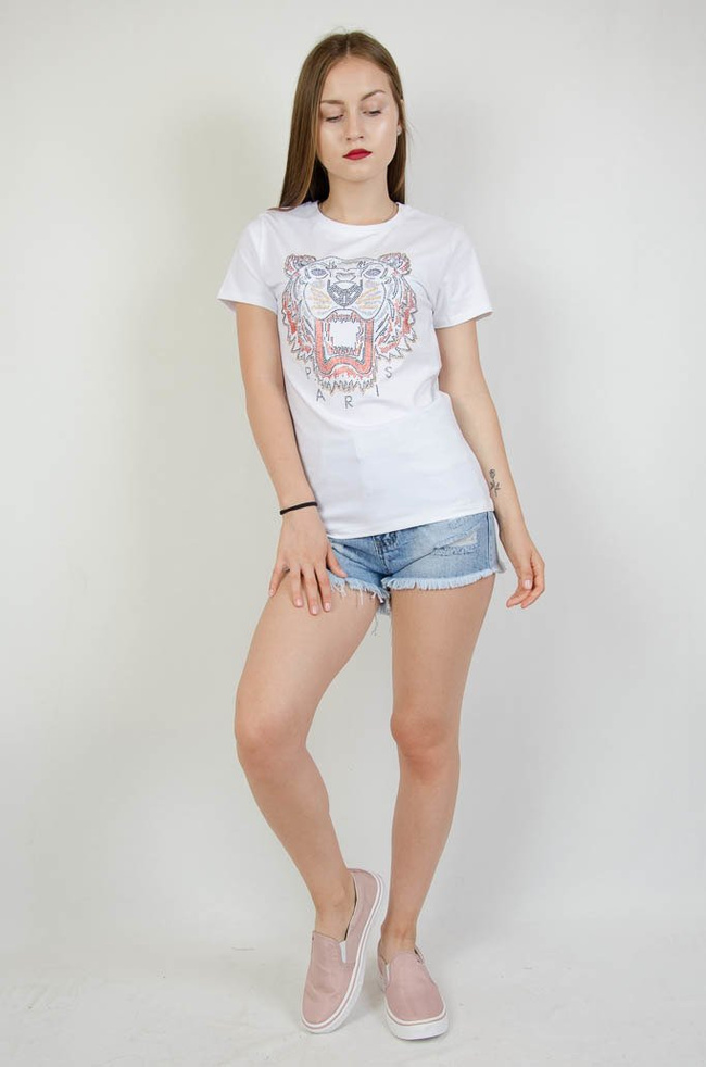 Biały T-shirt z tygrysem