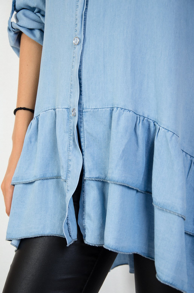 Koszula jeans z falbaną na dole