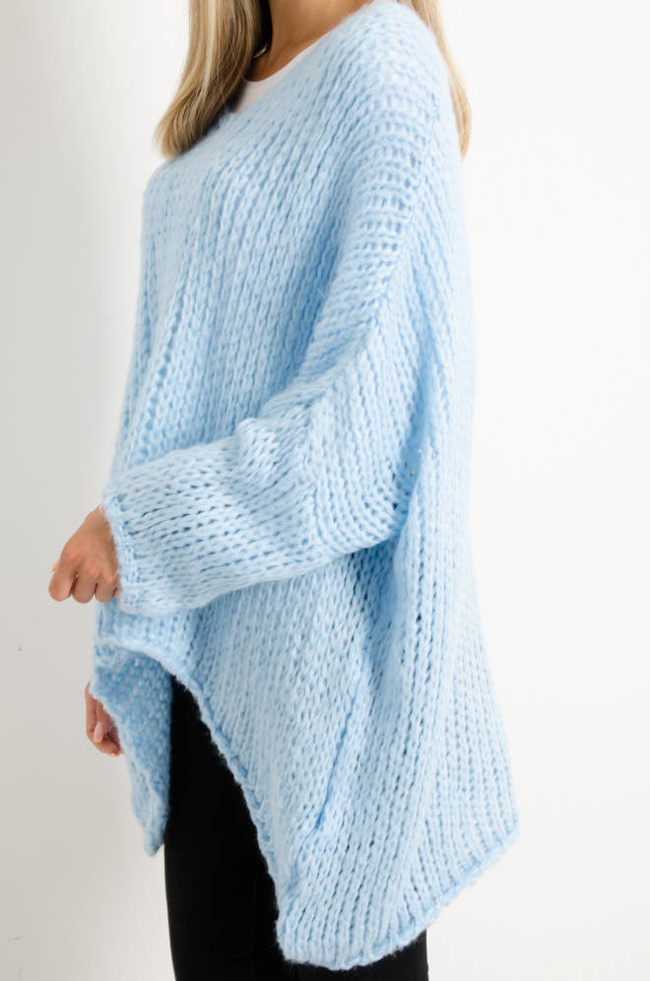 SWETER ASYMETRYCZNY OVERSIZE- NIEBIESKI