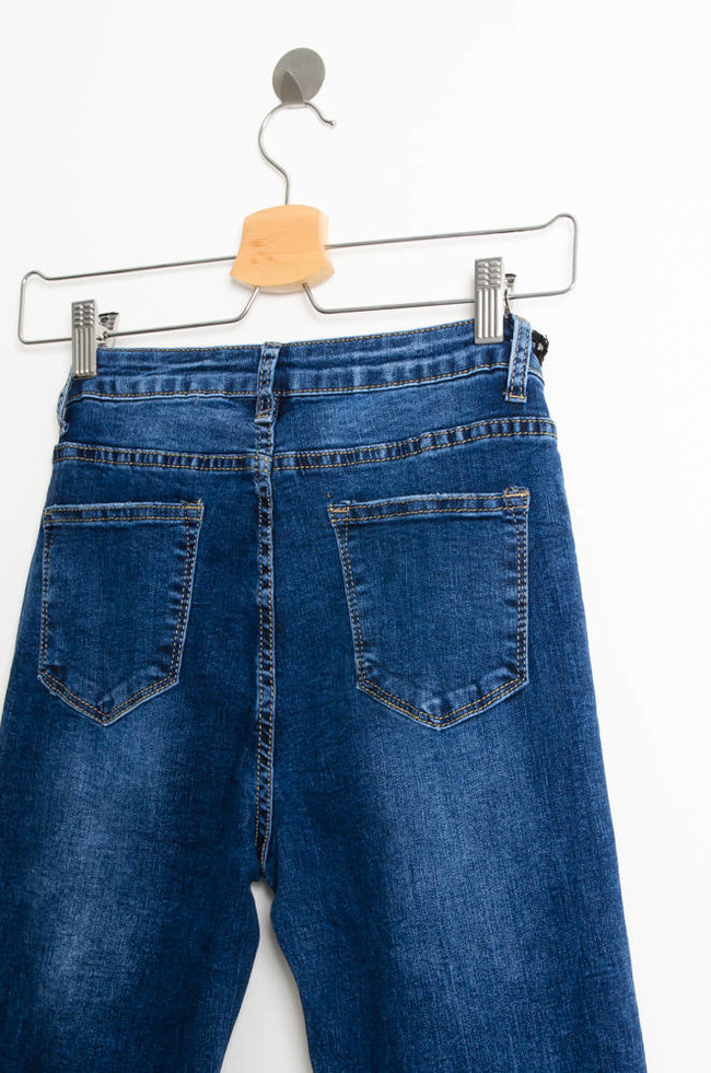 NIEBIESKIE SPODNIE JEANSOWE DZWONY- SZEROKA NOGAWKA