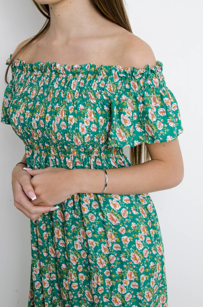 SUKIENKA MAXI W KWIATY - ZIELONA