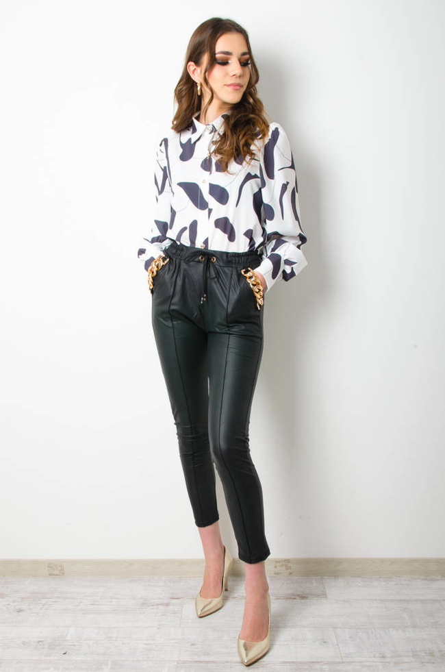 KOSZULA WZORZYSTA Z GUZIKAMI- BIAŁO-CZARNA