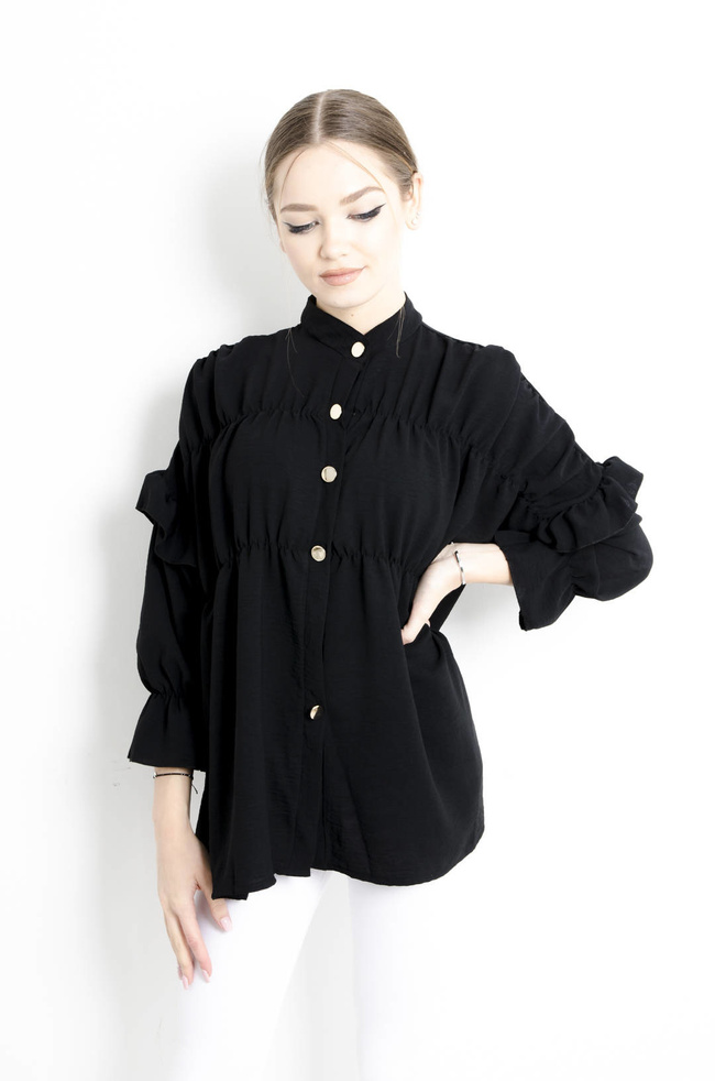 KOSZULA CZARNA Z FALBANAMI