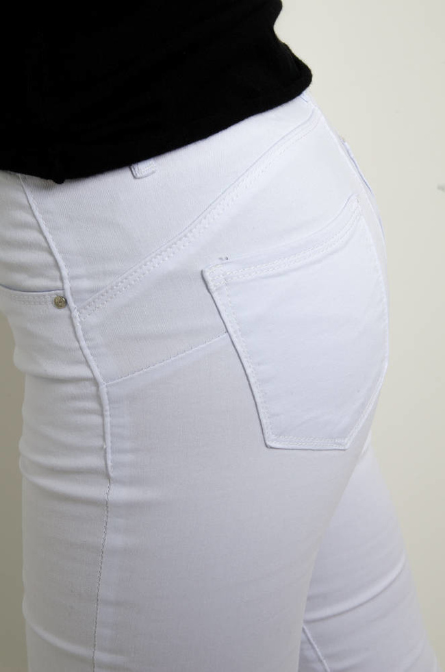 BIAŁE SPODNIE Z ROZCIECIAMI - WYSOKI STAN