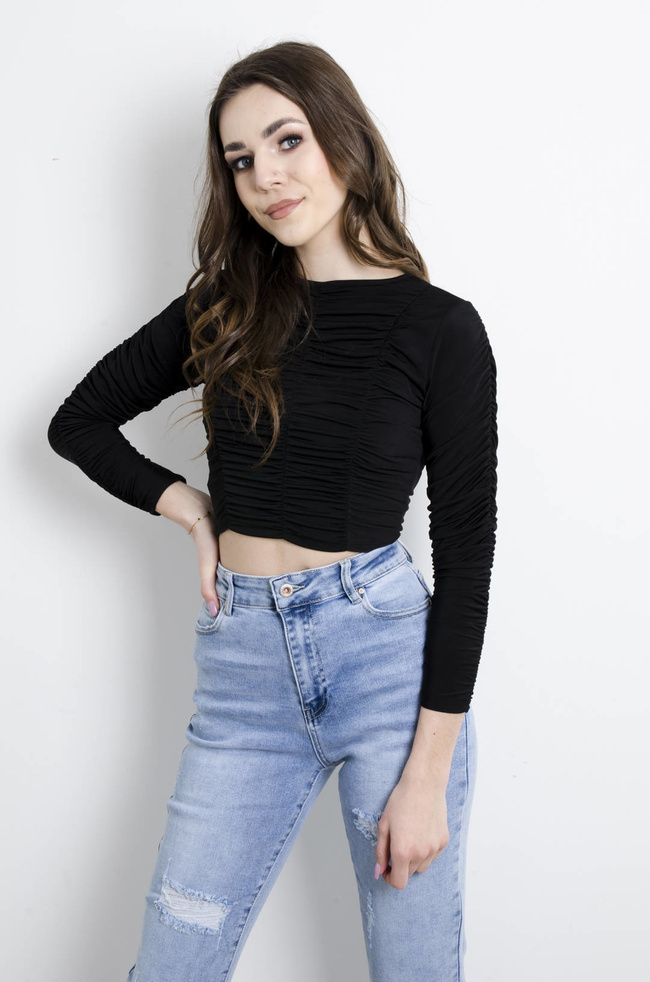 BLUZKA CZARNA MARSZCZONA 