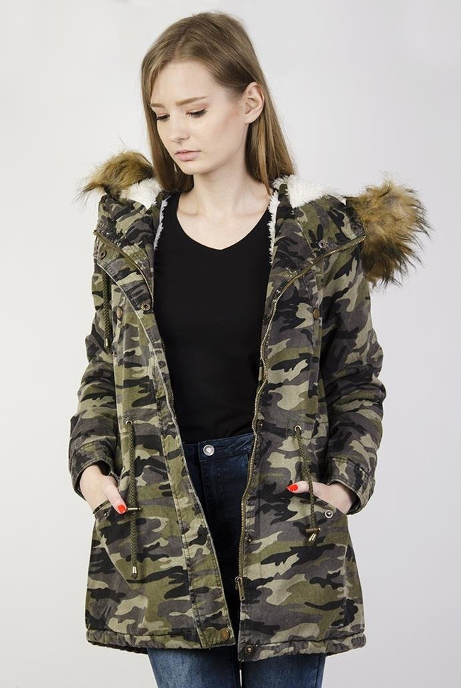 Kurtka parka moro z futerkiem