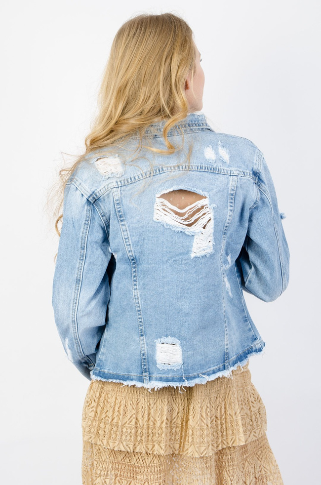 KRÓTKA KURTKA JEANSOWA Z PRZETARCIAMI