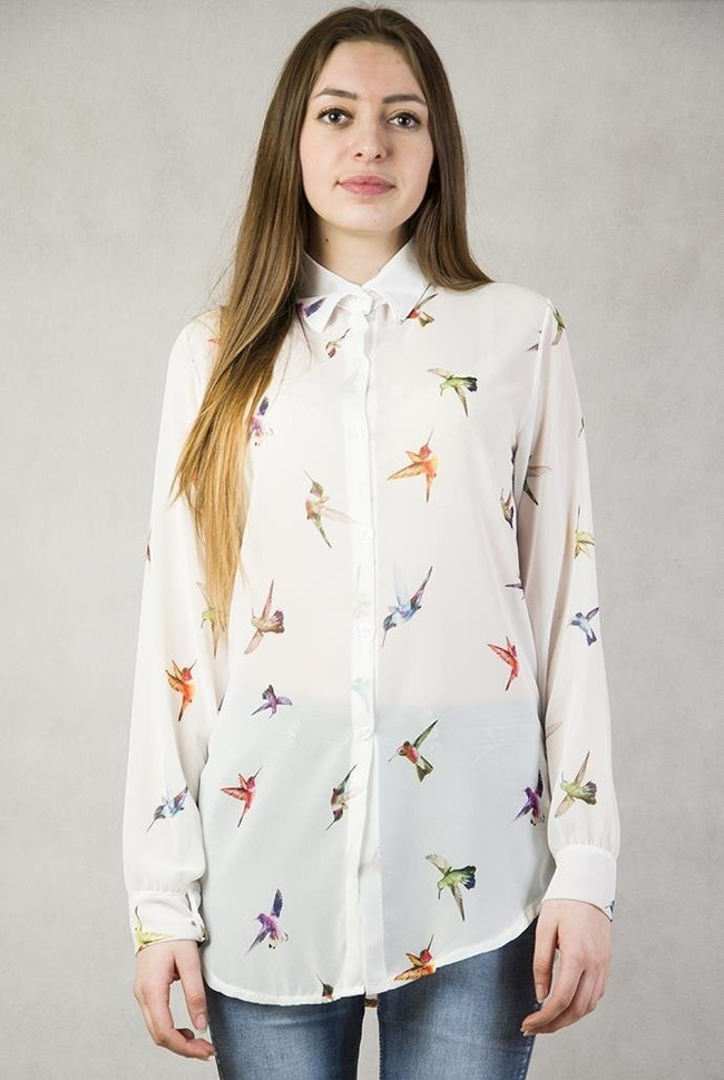 Koszula w kolorowe ptaki
