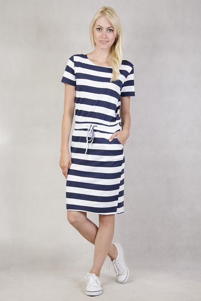 Sukienka w granatowo-białe paski