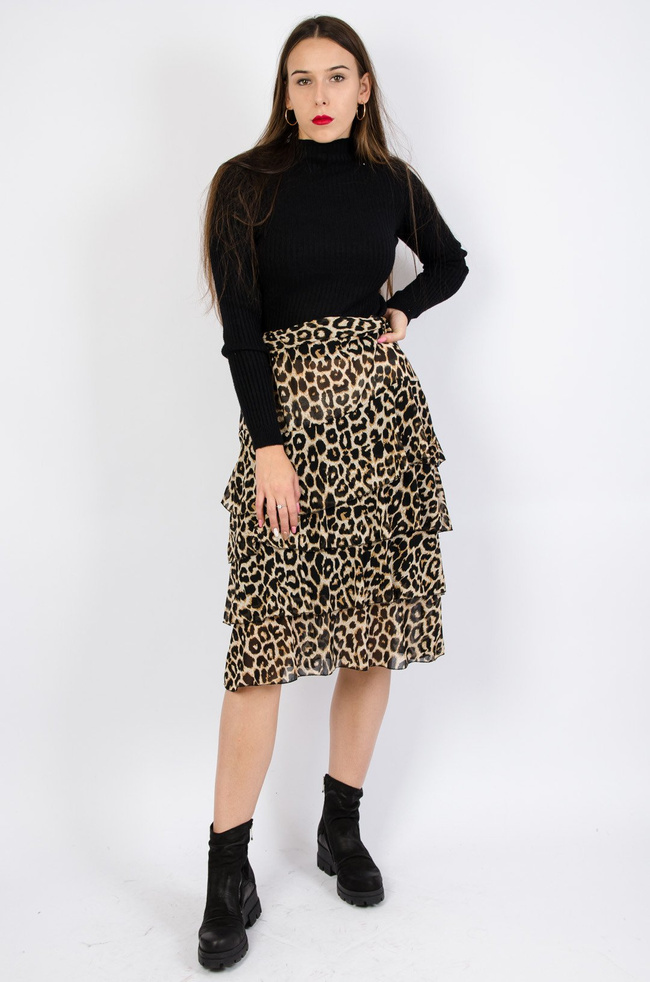 Spódnica midi w panterkę