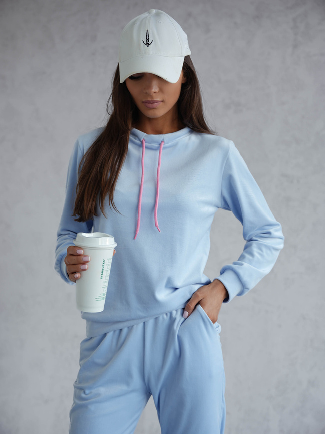 KOMPLET DRESOWY WELUROWY Z KONTRASTOWYMI SZNURKAMI- NIEBIESKI