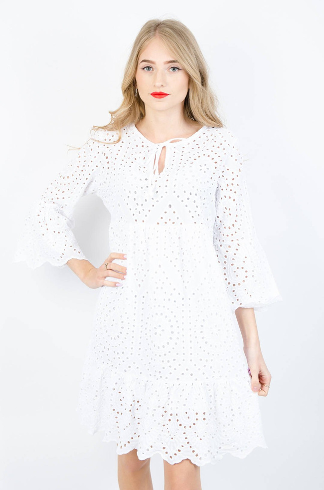 BIAŁA AŻUROWA SUKIENKA