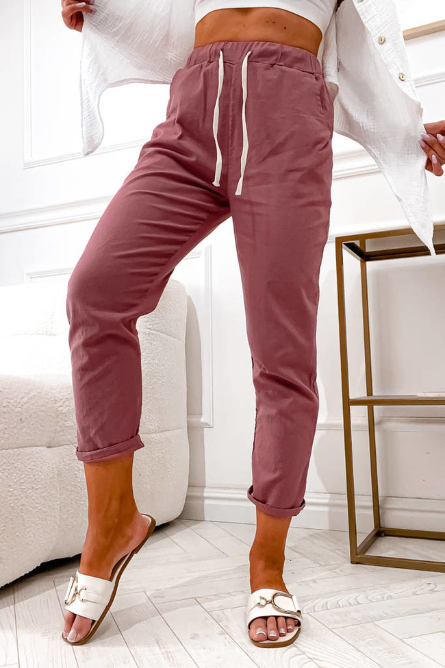 SPODNIE MATERIAŁOWE- CIEMNY RÓŻ