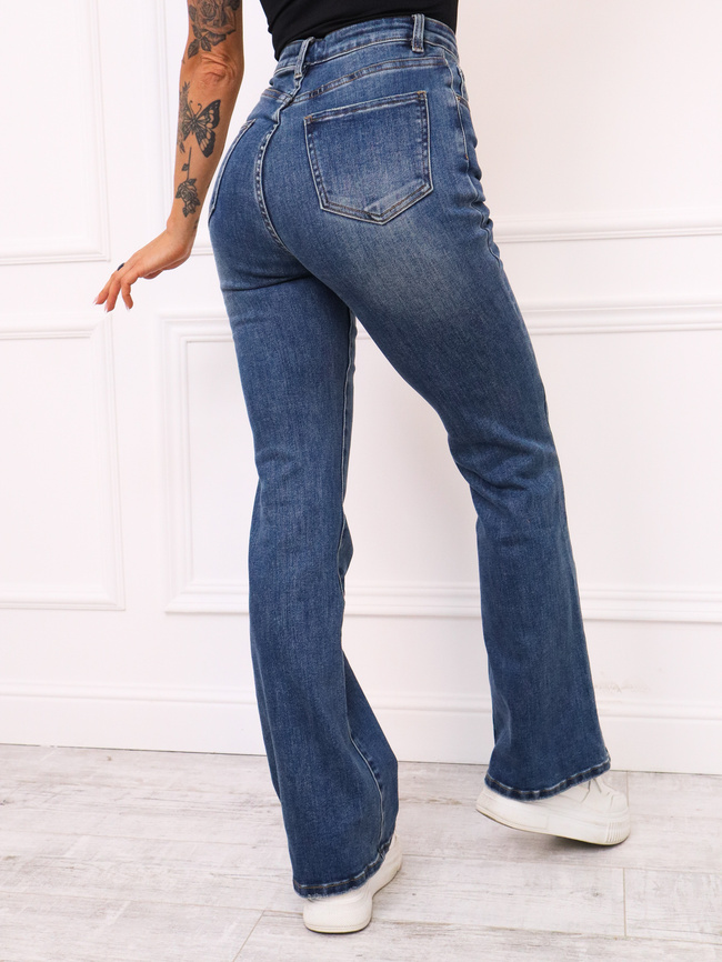 SPODNIE JEANSOWE DZWONY FLARE Z WYSOKIM STANEM- NIEBIESKI