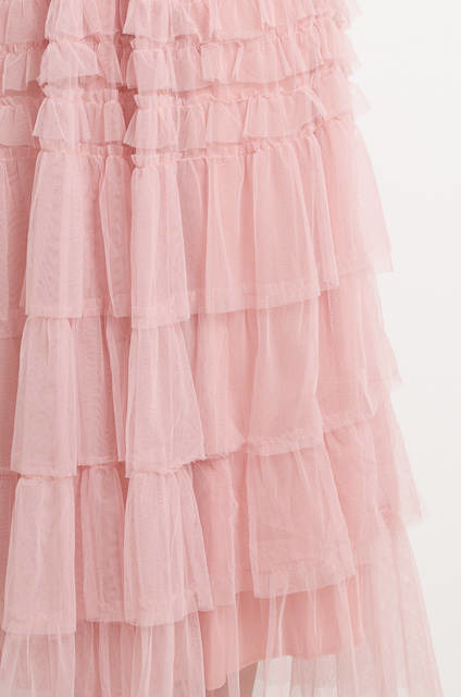 DŁUGA RÓŻOWA SPÓDNICA TIULOWA