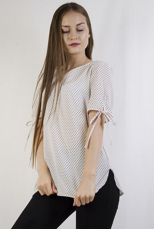 Beżowa bluzka w kropeczki