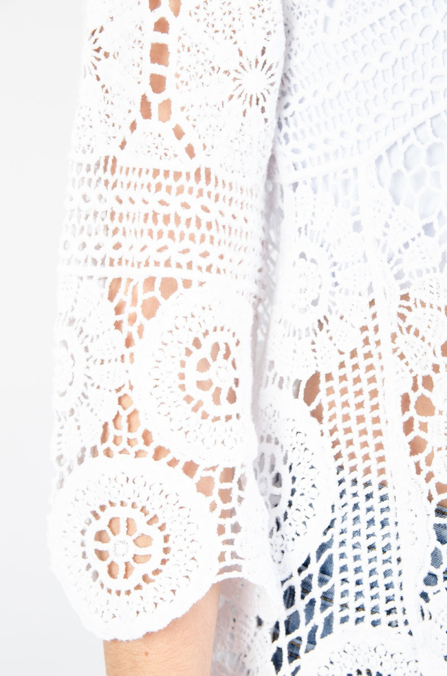 BIAŁA ASYMETRYCZNA TUNIKA AŻUROWA