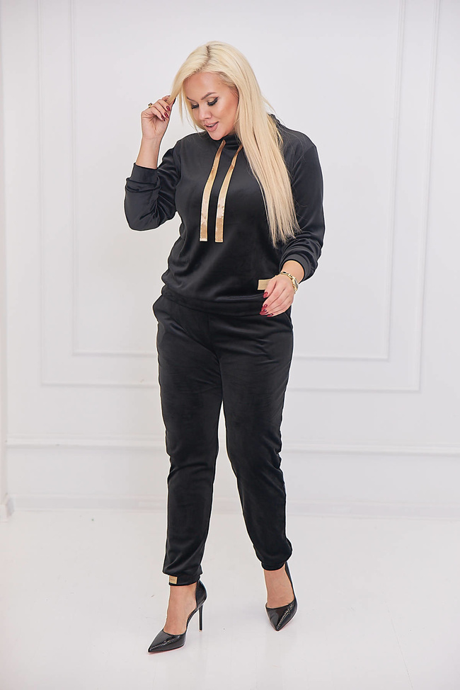 WELUROWY KOMPLET DRESOWY PLUS SIZE- CZARNY